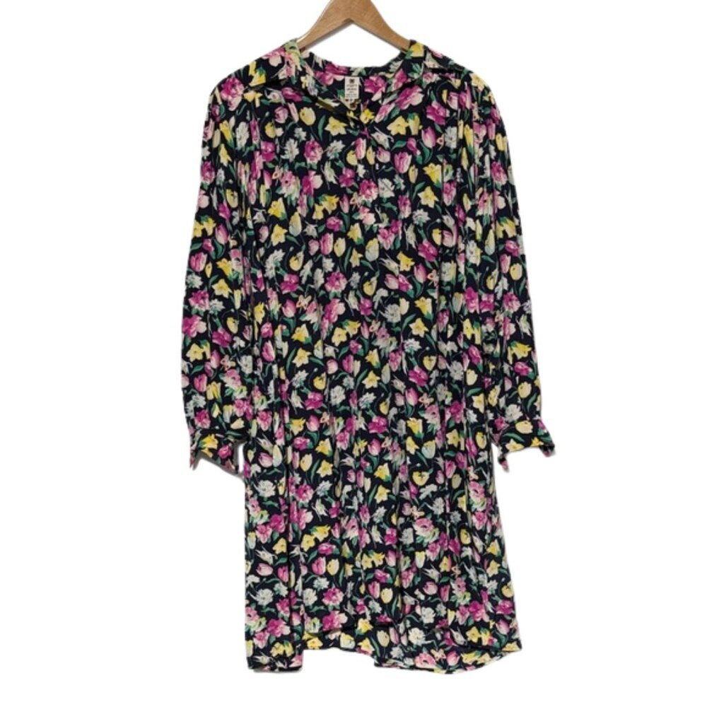 Ungaro Solo Donna Vintage 100% Silk Floral Shift Dress Size 12 Made In Italy